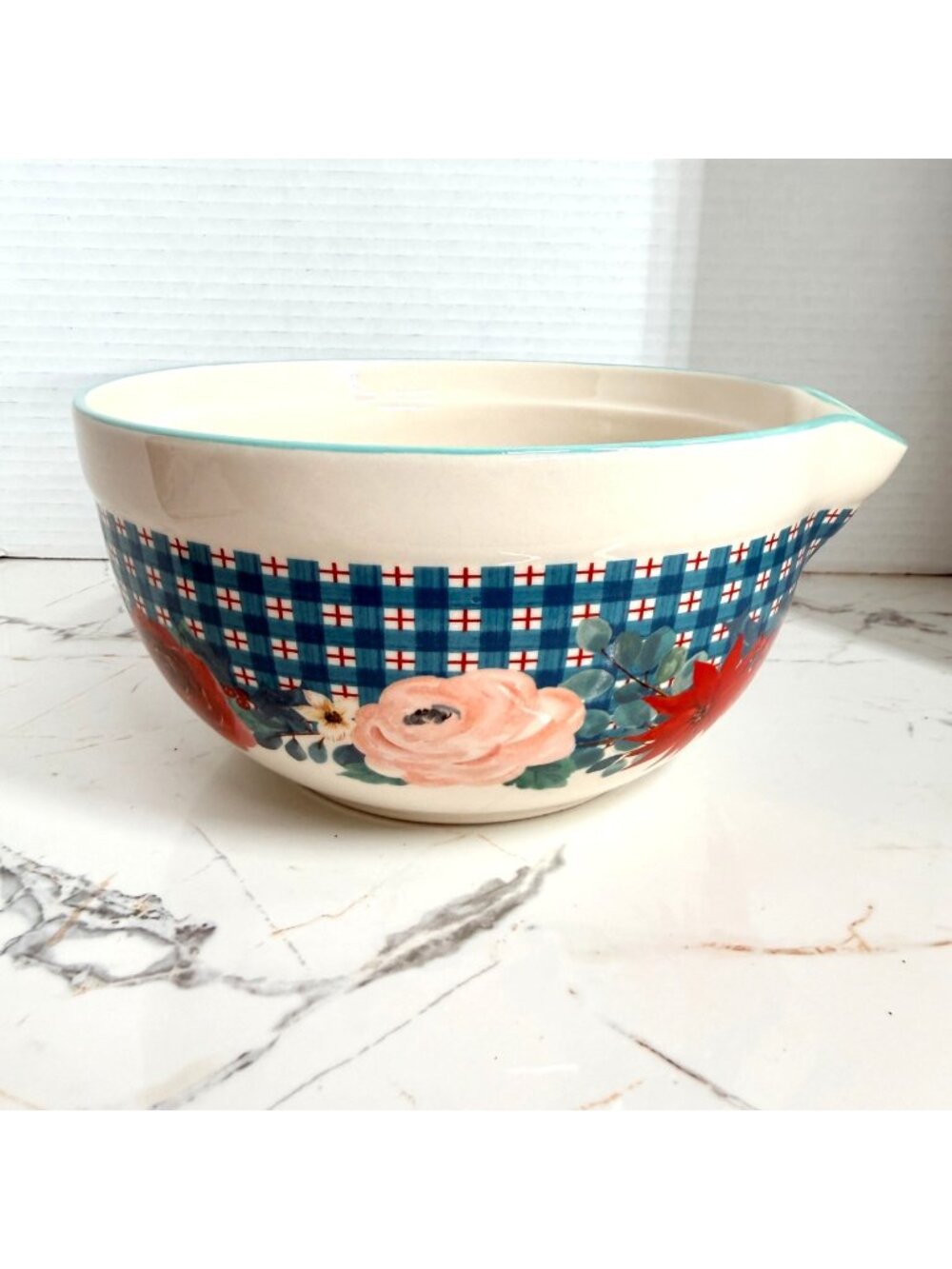 The Pioneer Woman Wishful Winter Large Ceramic Mixing Bowl with Spout, med size